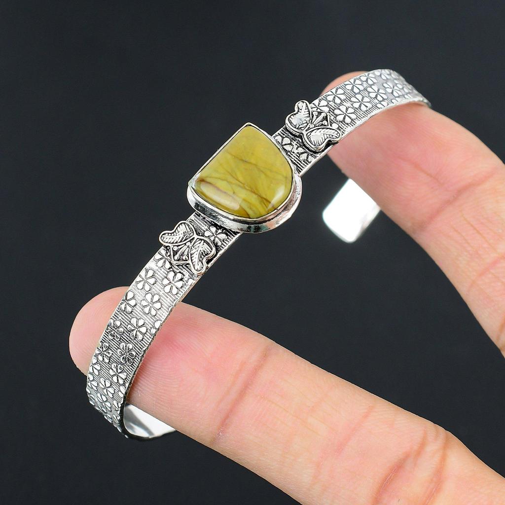 Daughters Day Deal Natural Polychrome Jasper Sister Wedding Bangle 925 Silver