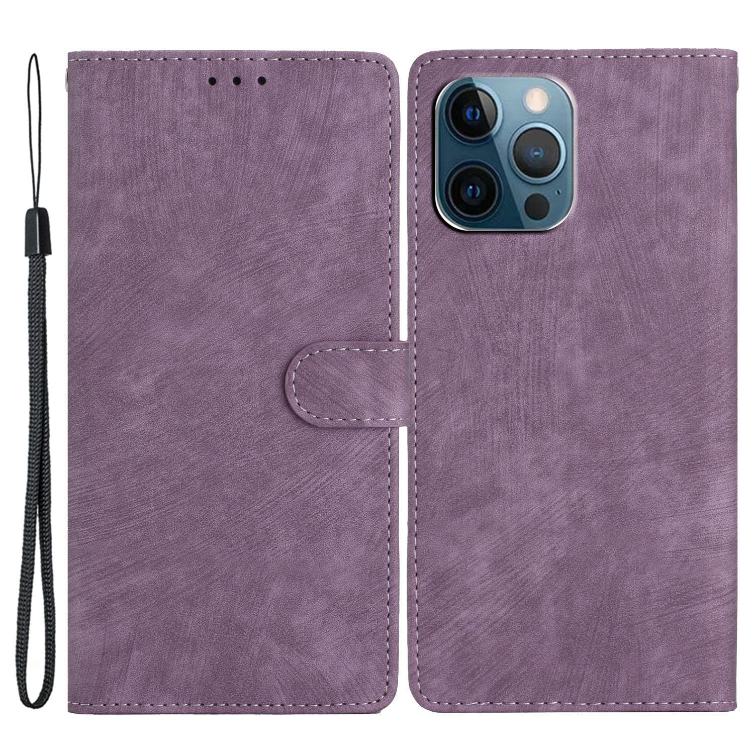

For iPhone 15 Pro Max PU Leather Mobile Phone Case Wallet Stand Skin-touch Phone Cover Purple
