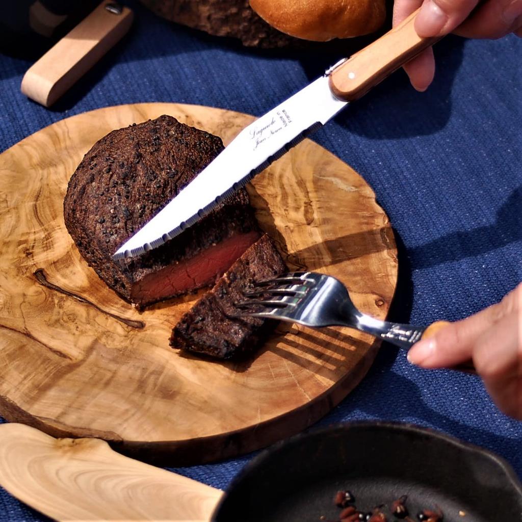 Laguiole Olive Handle Dinner Knife and Fork Set In Gift Box