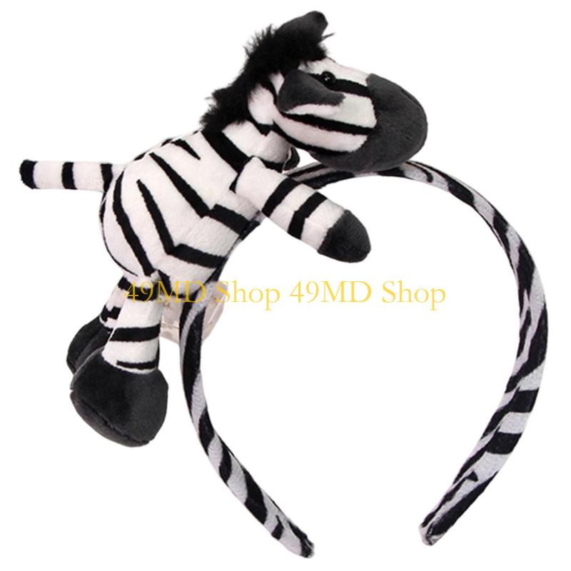 49MD Soft Plush Zebras Animal Hairband for Cosplay Parties Festival Gathering Props