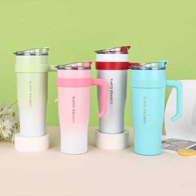 New Big MAC Car Cup Stainless Steel Handle Thermos Cup Large Capacity Gradient Straw Ice Bully Cup