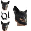 Black Cat Woman Mask And Whip Set For Halloween Costume Party Fun And Role Play