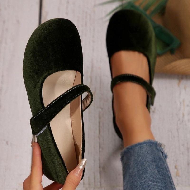 Fashion Suede Single Shoes Autumn New Round Toe Shallow Mouth One Strap Soft Sole Non-slip Wear-resistant Flat Low Top Shoes