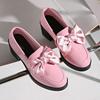 Bow British thick heel loafer single shoes women's autumn lazy large size casual one-pedal small leather shoes