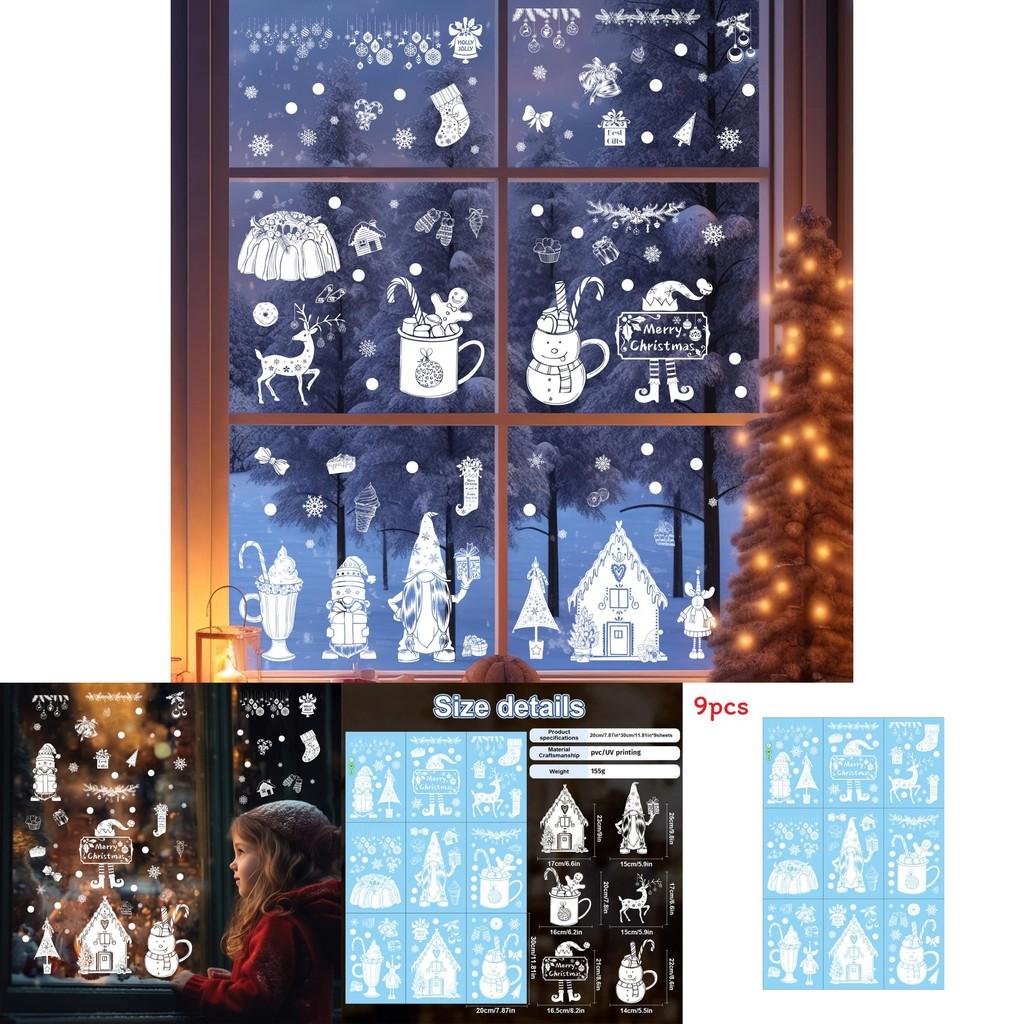 Weihnachts Schneeflocke Rentier Fensteraufkleber mit statischen Glasaufklebern für Feiertagsdekoration