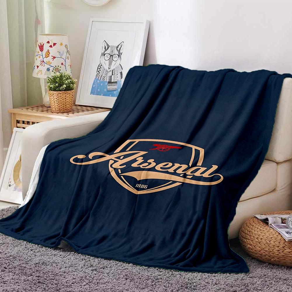 Coperte con stemma dell'Arsenal Football Club in flanella stampata, traspiranti, calde, da divano per casa, ufficio, copriletti 0708a25