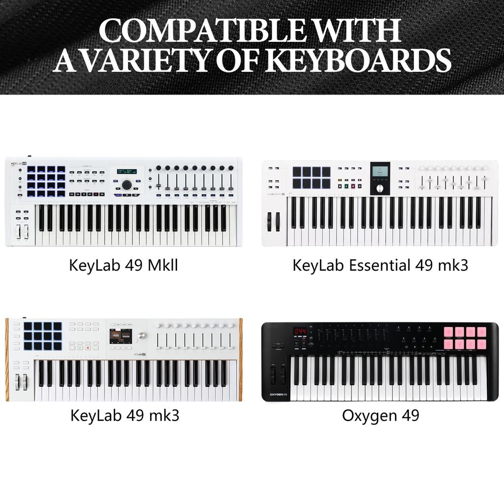 Musiin 49-Key Keyboard Dust Cover for Roland A-500PRO, NI A49, Nektar Panorama T4 49, M-Audio Oxygen 49, Premium Chinlon, Anti-Slip and Dustproof,