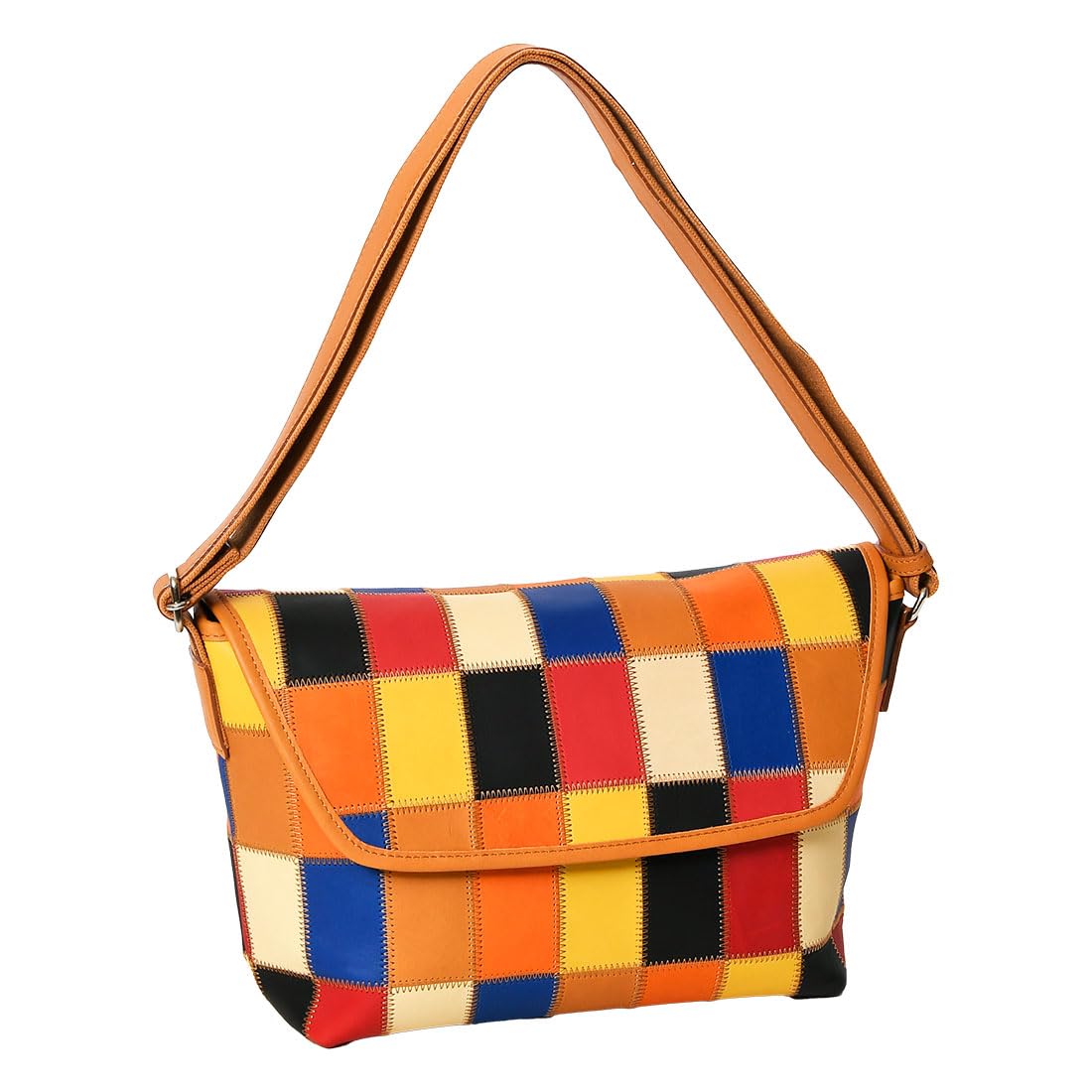 

DPC271M Shoulder Bag A4 Compatible Panel Leather Patchwork Magnetic Closure Multicolor [Tryon] Men s