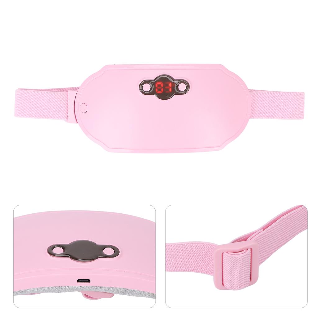 Electric Waist Massage Belt Temperature Adjustable Hot Compress Menstrual Vibration Heated Waist Belt (Pink)