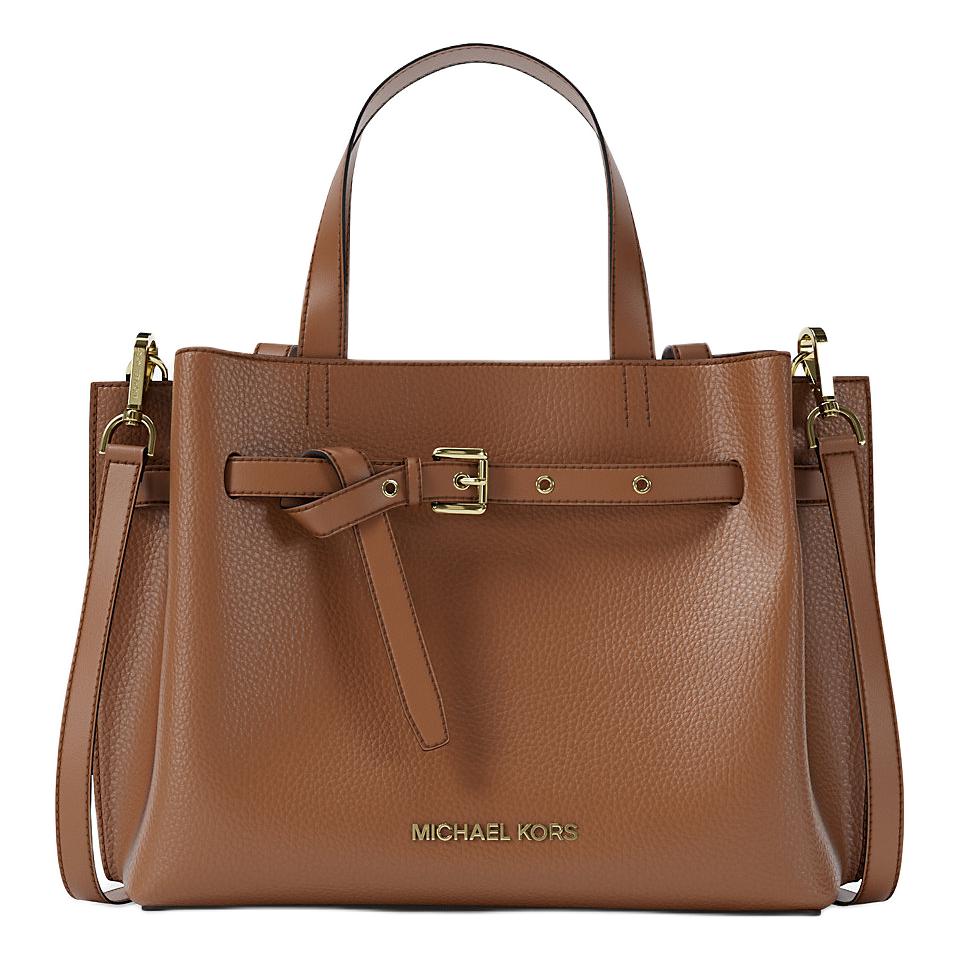 Michael Kors MK Emilia Logo Classic Pebbled Leather Tote Bag Small Women tote bags Brown 30F5GU5S1T-LUGGAGE Basic Set (Bag)