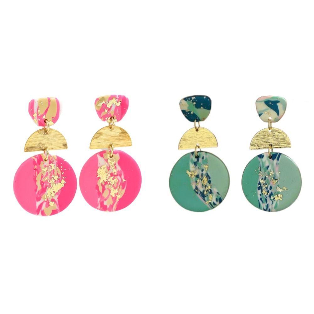 Geometric Beach Earrings Y2K Exaggerate Earrings Women Elegant Acrylic Stud Earrings  Gifts