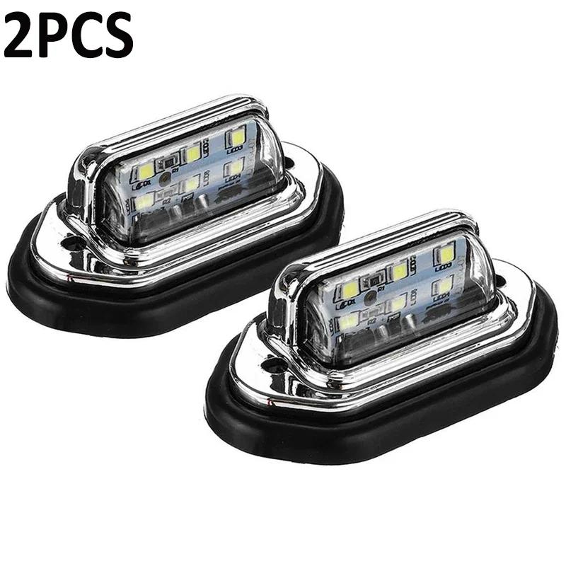 1/2Pcs 6 LED Car License Number Plate Lights Universal Waterproof Taillight SUV Truck Trailer Van Tag Step Lamp White Bulbs