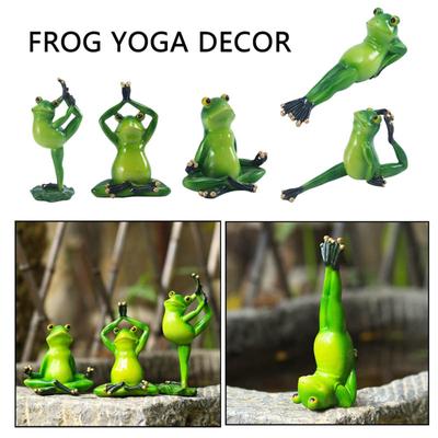 Froschfiguren, Yoga-Dekor, meditierende Frosch-Gartenskulptur für den Außenbereich, für die Veranda, süße Frosch-Yoga-Statuen, Sammlerstücke, Innendekoration
