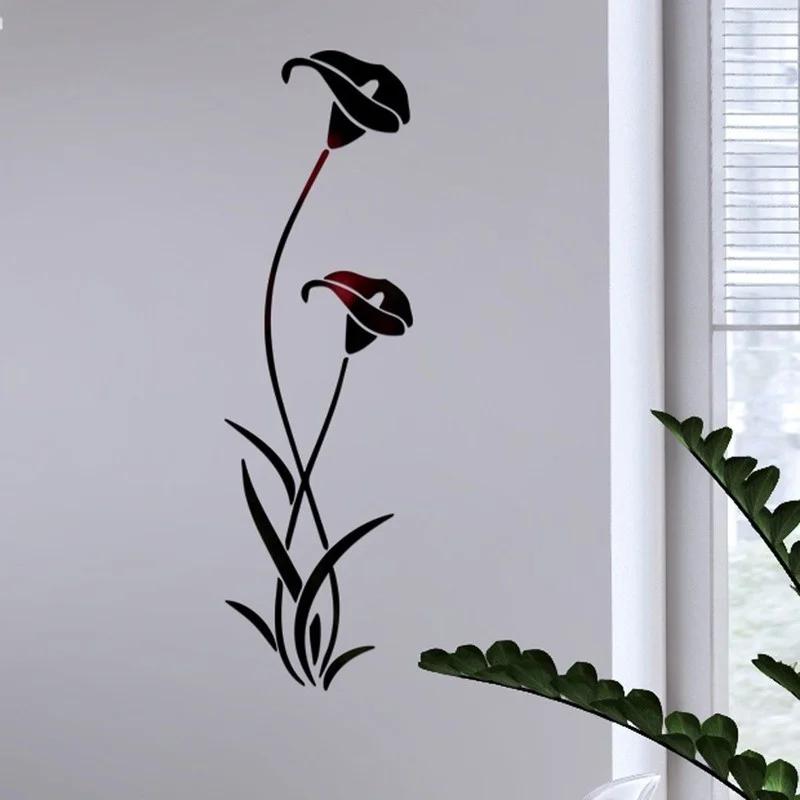 Acrylic Mirror Wall Stickers Small Flowers 3D Wall Decor Reflector Wallpaper Home Decor High-end Accessories