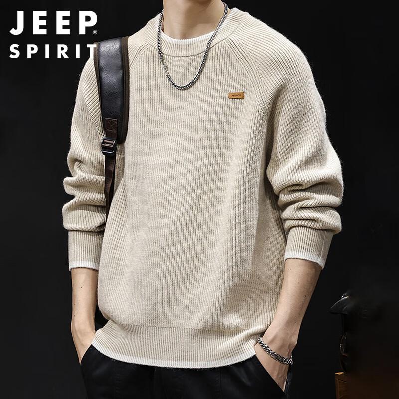 JEEP SPIRIT Men's Loose Fit Heavy Knit Pullover Sweater