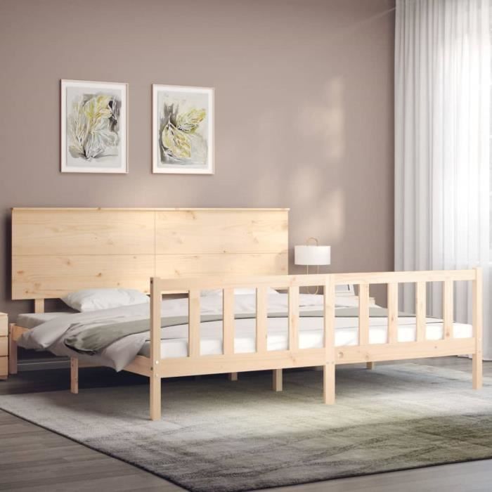 VidaXL Cadre de lit avec tête de lit 200x200 cm bois massif 3193421