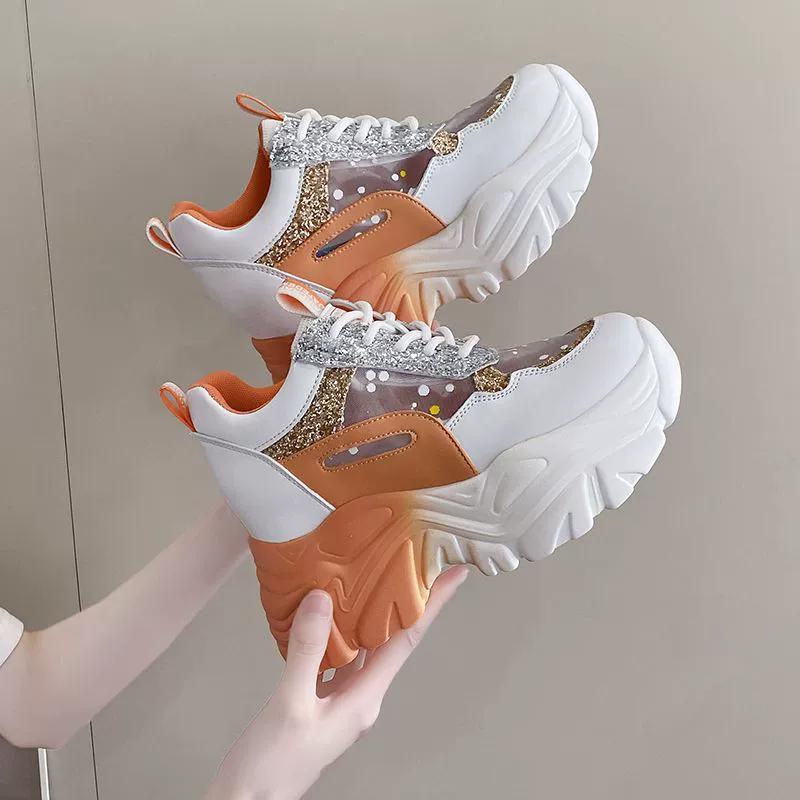Shoes Dad Shoes Women's Mesh Thick Sole Anti Slip Inner Height Increasing Women's Shoes Small Stature Appears Tall Casual Women's Shoes Summer Sports