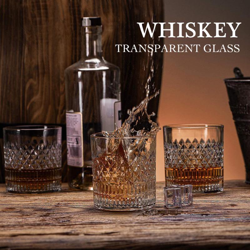 Whisky-Glas mit Luxusbox – 4er-Set, transparentes Whiskyglas (325 ml) für Scotch, Cocktailgetränke, einzigartige Geschenke für