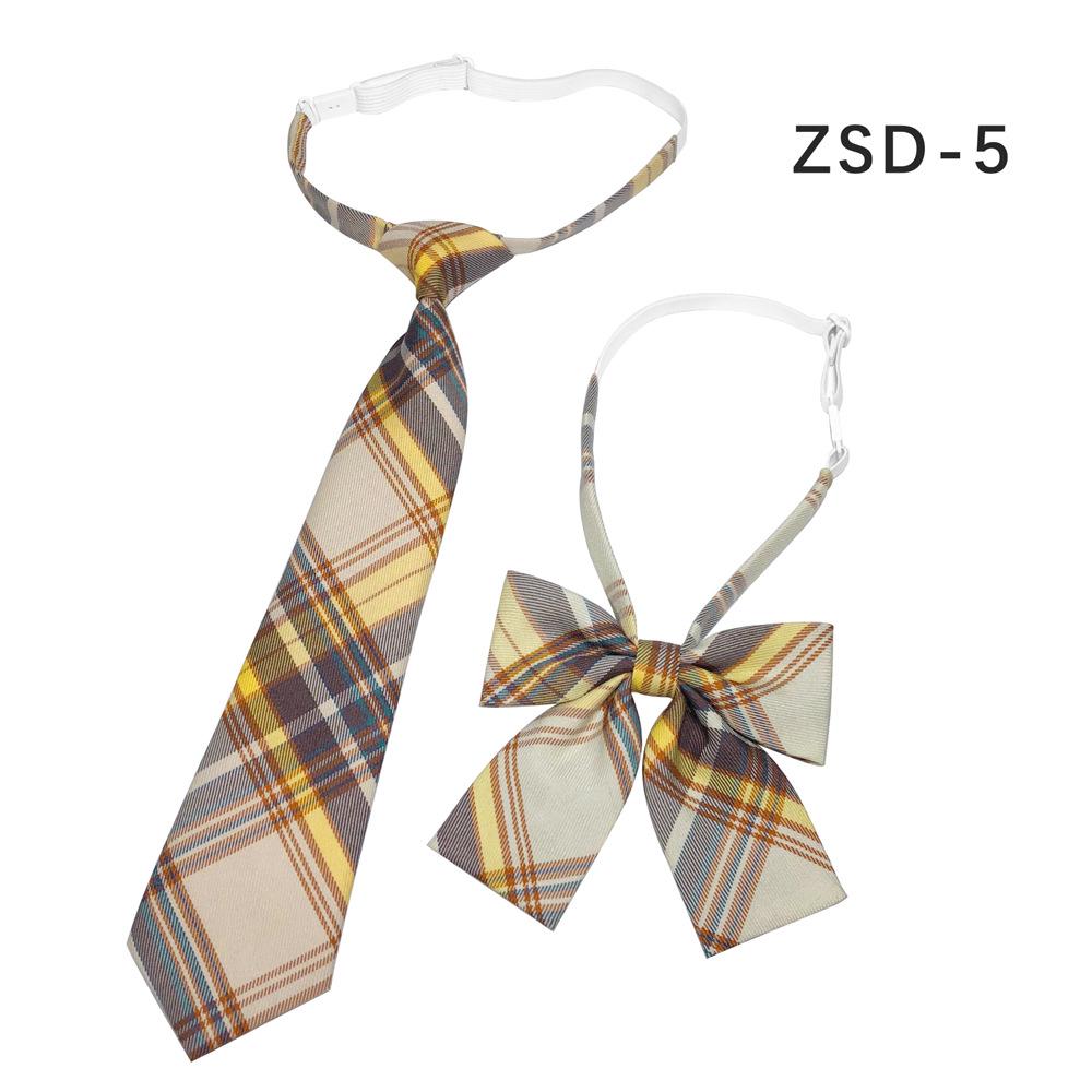 Unisex JK Collar Plaid Bowknot Flower Set - Polyester Cotton Student Uniform Accessory