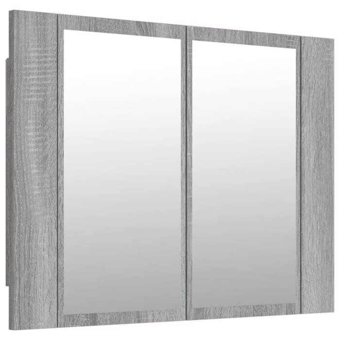 VidaXL Armoire à miroir LED Sonoma gris 60x12x45 cm Bois d'ingénierie, armoire à miroir de salle de bain, armoire à miroir 822842