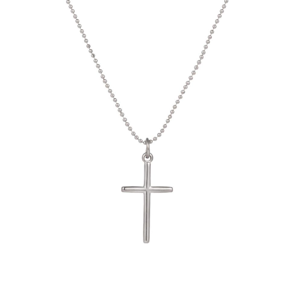 Collana Ciondolo Croce Acciaio Titanio Catena Minimalista Per Uomini Donne