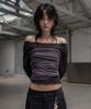 Mosan One-Shoulder Long-Sleeve T-Shirt(Ash Purple)