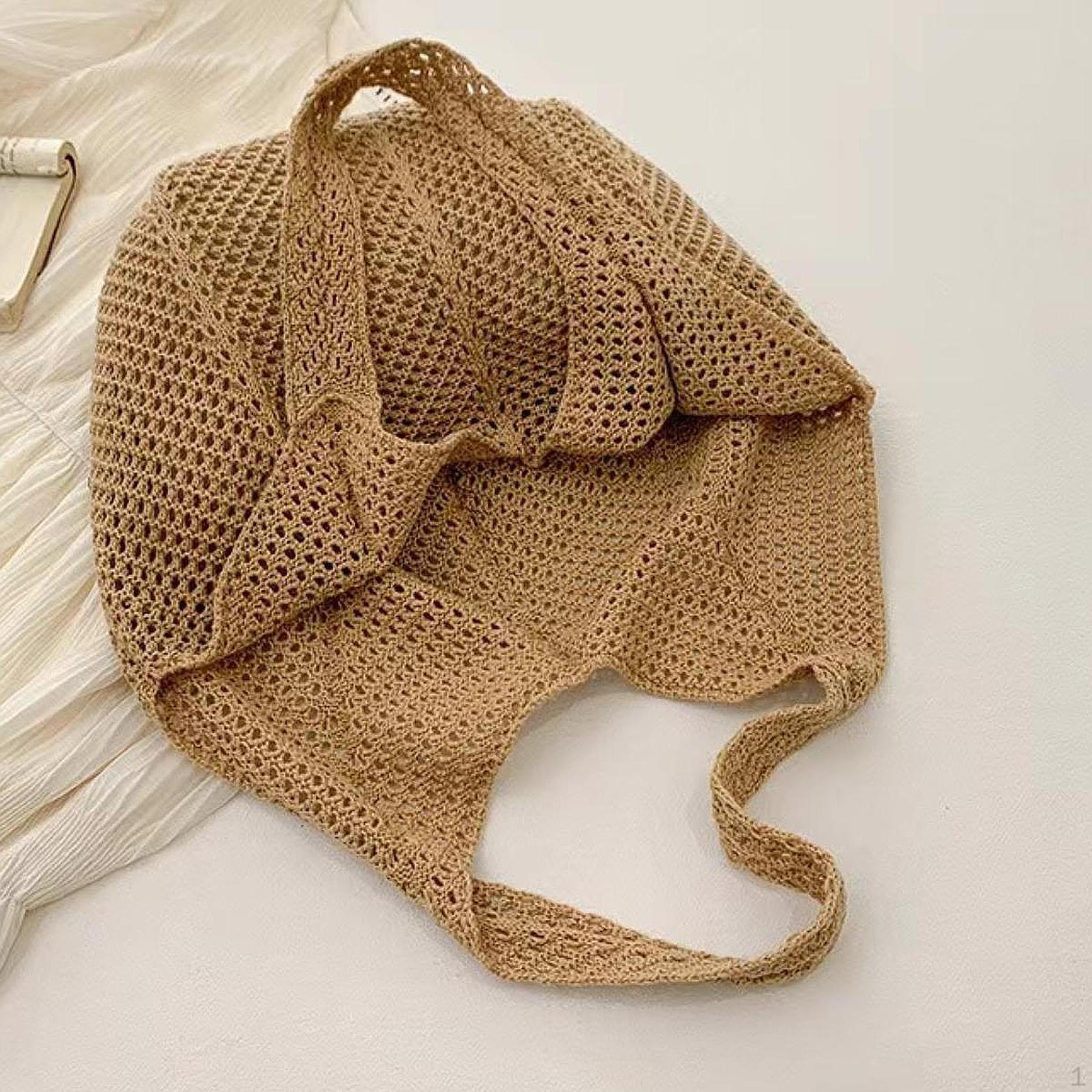 

Вязаная сумка для женщин эстетичная на плечо для покупок бохо-мешочек элегантная пляжная сумка хаки