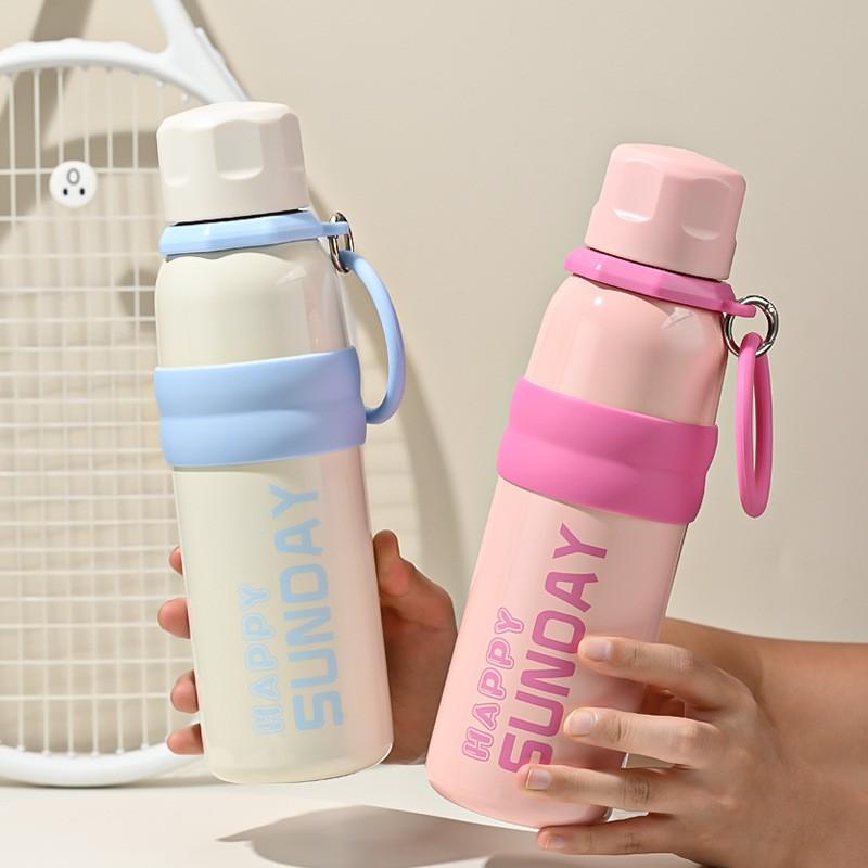316 Paslanmaz Çelik Yalıtımlı Seyahat Su Şişesi Pipetli Kapaklı 650ml Outdoor Koşu Spor Salonu Yürüyüş