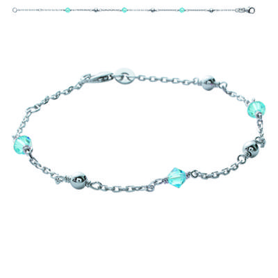 [J3074] - Silver Bracelet 'Clara' Turquoise Silver (rhodium-plated) - 4 Mm