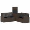 Sofa Set 5 pcs Brown and Cream White Poly Rattan and Steel
