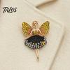 Dancing Fairy Clothing Accessory Sparkling Rhinstone Ballet Brooch, Winged Dancer Girl Alloy Lapel Suit Badge Pin, Women Jewelry Accessories for Dress