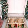 Christmas Gingerbread House Shaped Area Rug Non-Slip Soft Microfiber Door Mat Plush Decorative Rug Welcome Mat Home Decor