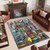 Fishing Enthusiasts' Lures Print Carpet Living Room Bedroom Mat Sofa Home Decor Non Slip Rugs Luxury Gifts for Fishing Lovers