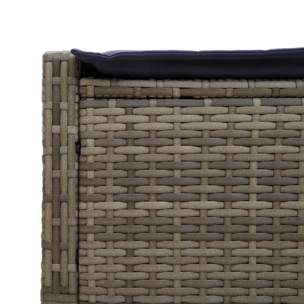 Double Sun Lounger with Cushions Grey Poly Rattan