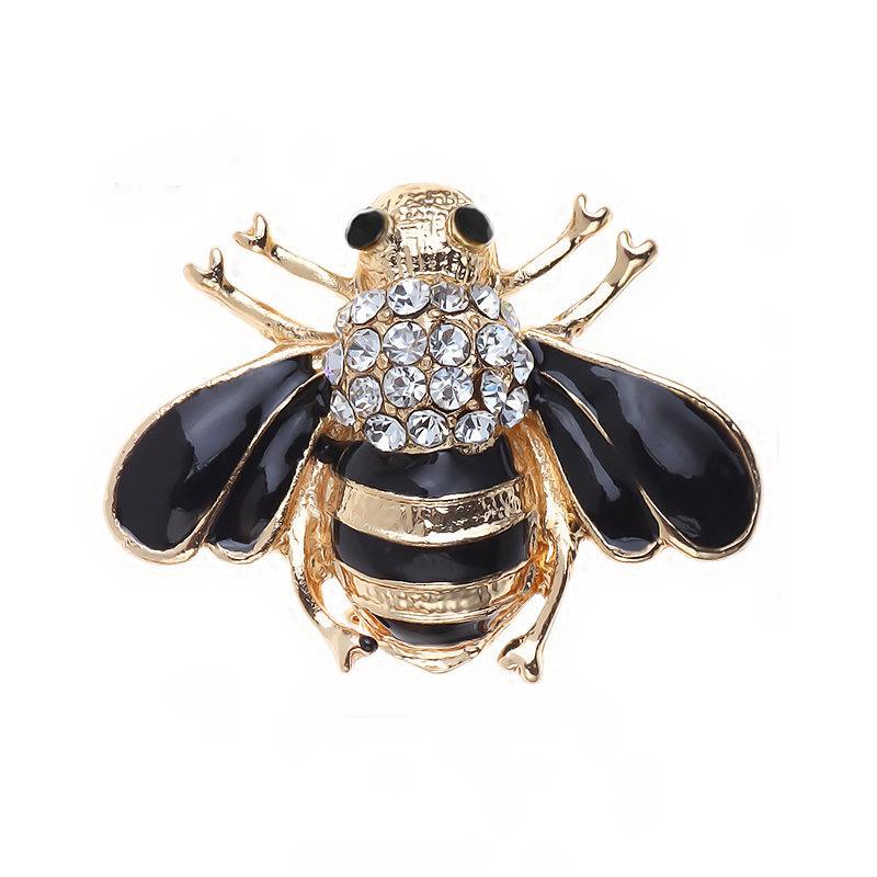 Exquisite Rhinestone Insect Bee Brooch: Black Enamel Alloy Lapel Pin Exquisite Jewelry