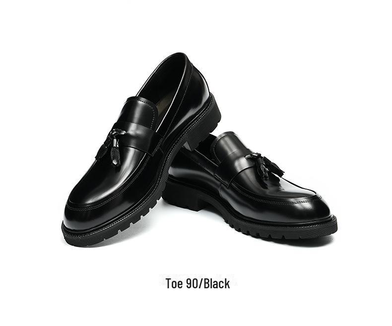 Genuine Leather Tassel Loafers: Men's British Style, Thick-Soled, Slip-On Formal Shoes