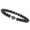 Initial Bracelet for Men and Woman Black Onyx 6mm Beads Bracelet with Letter Relationship Jewelry for Couples Alphabet bracelet