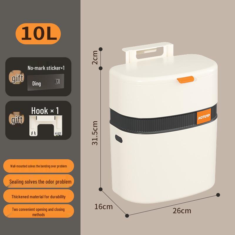 Wall-Mounted Hanging Trash Can with Lid for Kitchen and Bathroom