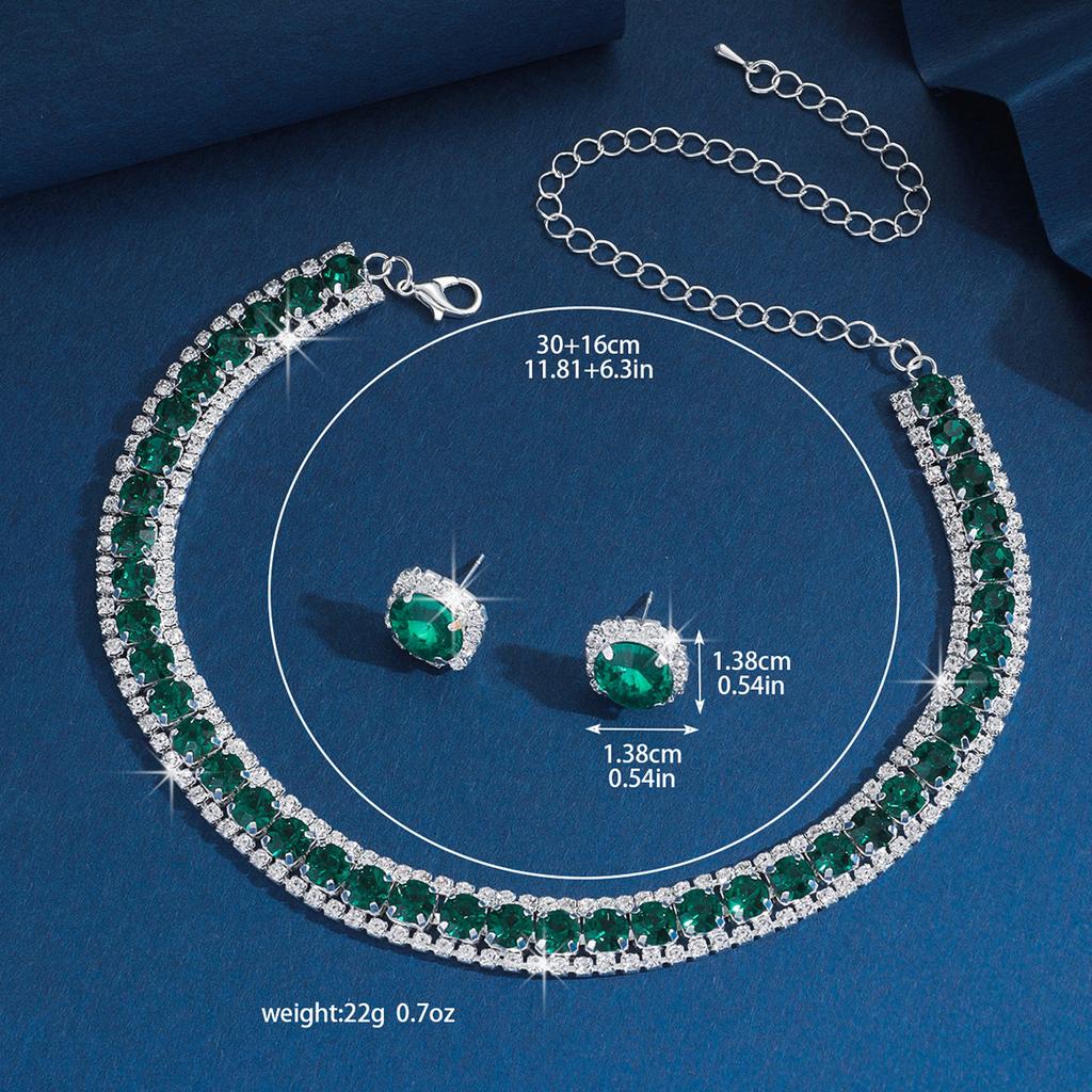 3pcs Wedding Jewelry, Women's Rhinestone Earrings, Necklace Jewelry Set, Luxurious and Fashionable Banquet and Party Accessories
