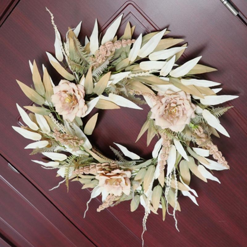 Corona de Flores de Peonía Artificial Corona del Día de Acción de Gracias Corona de Otoño para Puerta Principal Jardín Casas de Campo Fiesta de Acción de Gracias