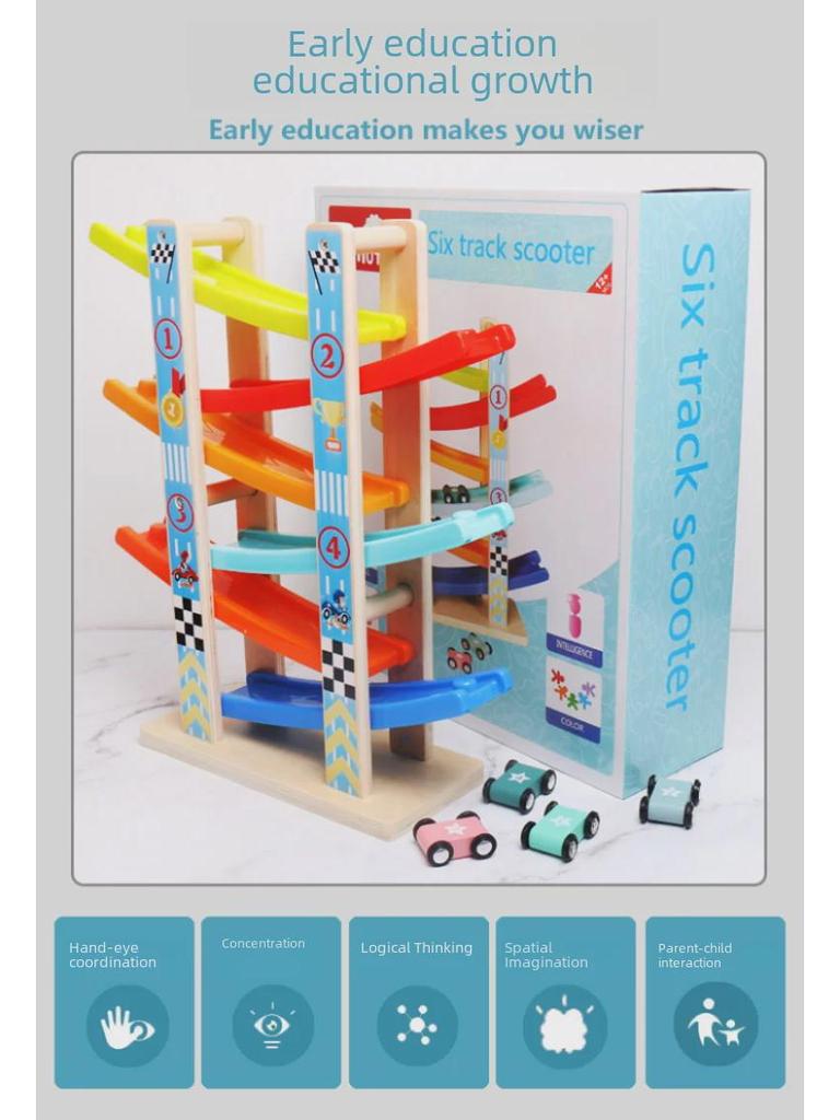 Colorful Wooden Educational Glide Car for Children - Fast, Interactive Parent-Child Toy