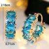 1 Pair White Blue Purple Green Zircon Block Geometric Hoop Earrings for Women Girls Korean Fashion Jewelry Party Ear Accessories