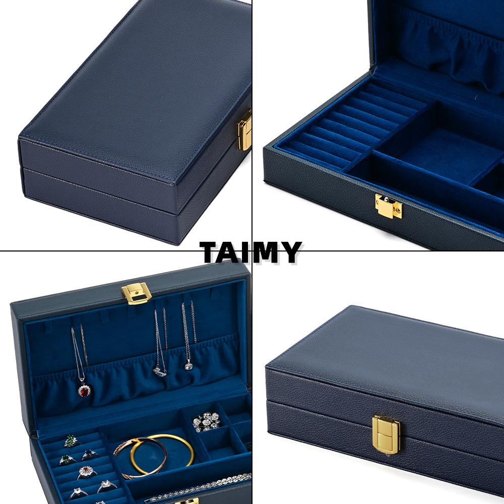 Custom Logo Luxury PU Leather Jewelry Boxes Portable Multi-grid Flip Top Jewelry Storage Box for Ring Necklace Earring