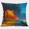 Autumn Tree Landscape Decoration Cushion Cover Cotton Linen 3D Oil Painting Scenery Sofa Decorative Throw Pillow Case Cojines