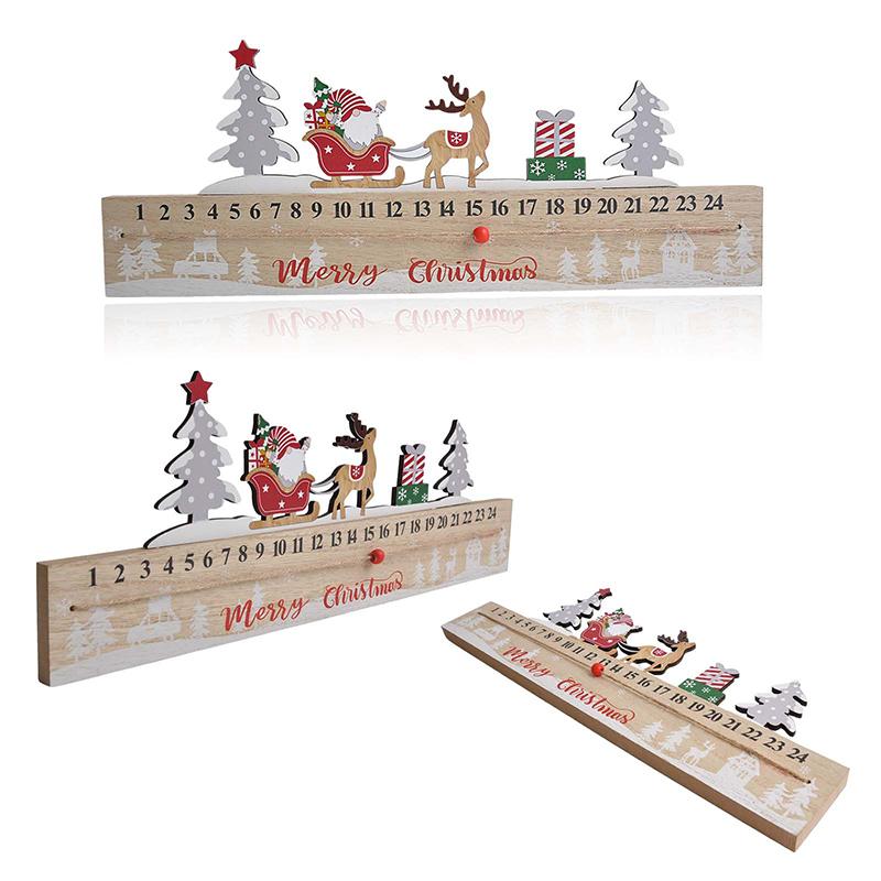1PC Wooden Ornaments Countdown Gifts Christmas Festival Mobile Practical Painted Decorations Calendar