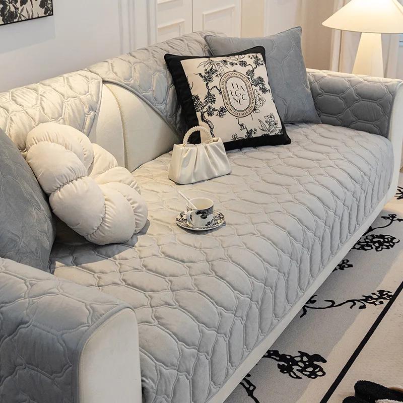 Nordic Crystal Velvet Sofa Cushion Four All Seasons Universal And New Product Sofa Cushion Cream Texture Anti Slip Cover Towel