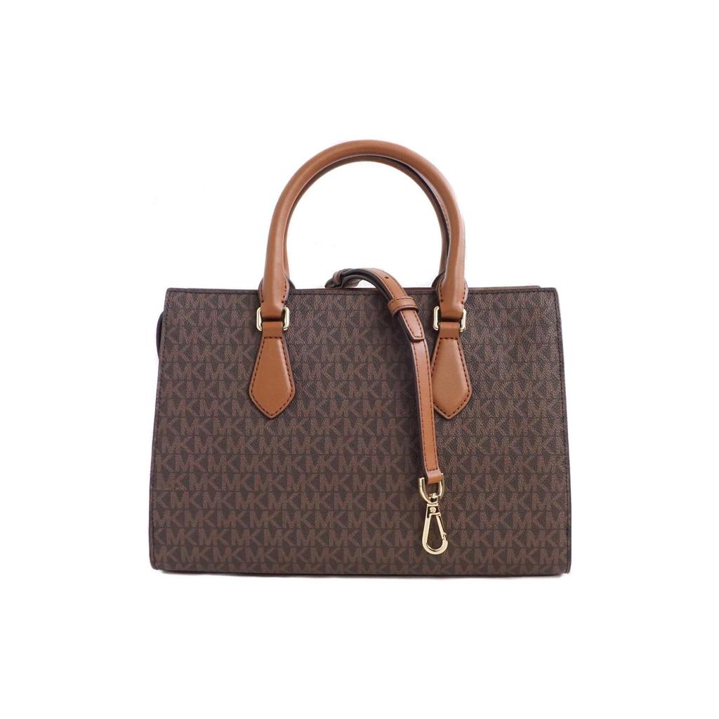 Michael Kors Sheila Logo Pendant Classic Monogram Zip Leather Tote Bag Women Tote Gold Brown 35S3G6HS2B-BROWN