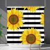 Shower Curtain Waterproof and Mildew-proof Digital Printing Horizontal Strip Plant Flower Printing Shower Curtain Partition Curtain Free Punching