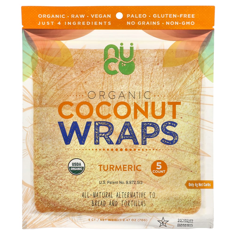 iHerb Nutrition Concept Coconut Wraps with Turmeric, 5 Count (14g Each)