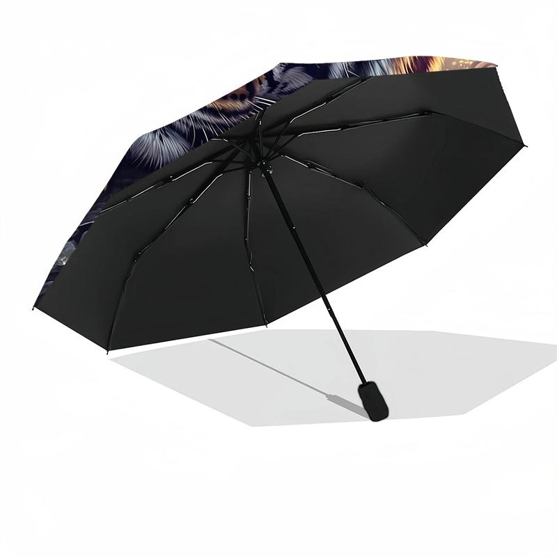 1pc Sturdy 8-Bone Auto Umbrella, Stylish Tiger Umbrella, Digital Printed, Foldable Umbrella for On-the-Go Outdoor Use